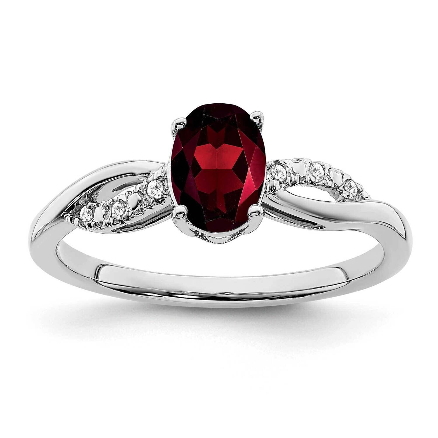 Oval Garnet Diamond Ring 14k White Gold RM6146-GA-005-WA, MPN: RM6146-GA-005-WA, 191101814938