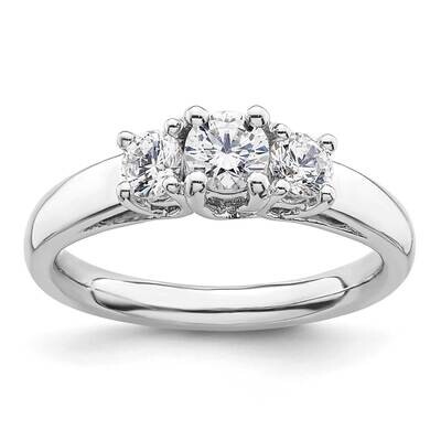 3-Stone Holds 3/8 Carat 4.6mm Round Center 2-3.7mm Round Sides Engagement Ring Mounting 14k White G…