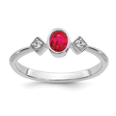 Oval Bezel Ruby Diamond Ring 14k White Gold RM7235-RU-004-WA, MPN: RM7235-RU-004-WA, 191101825408