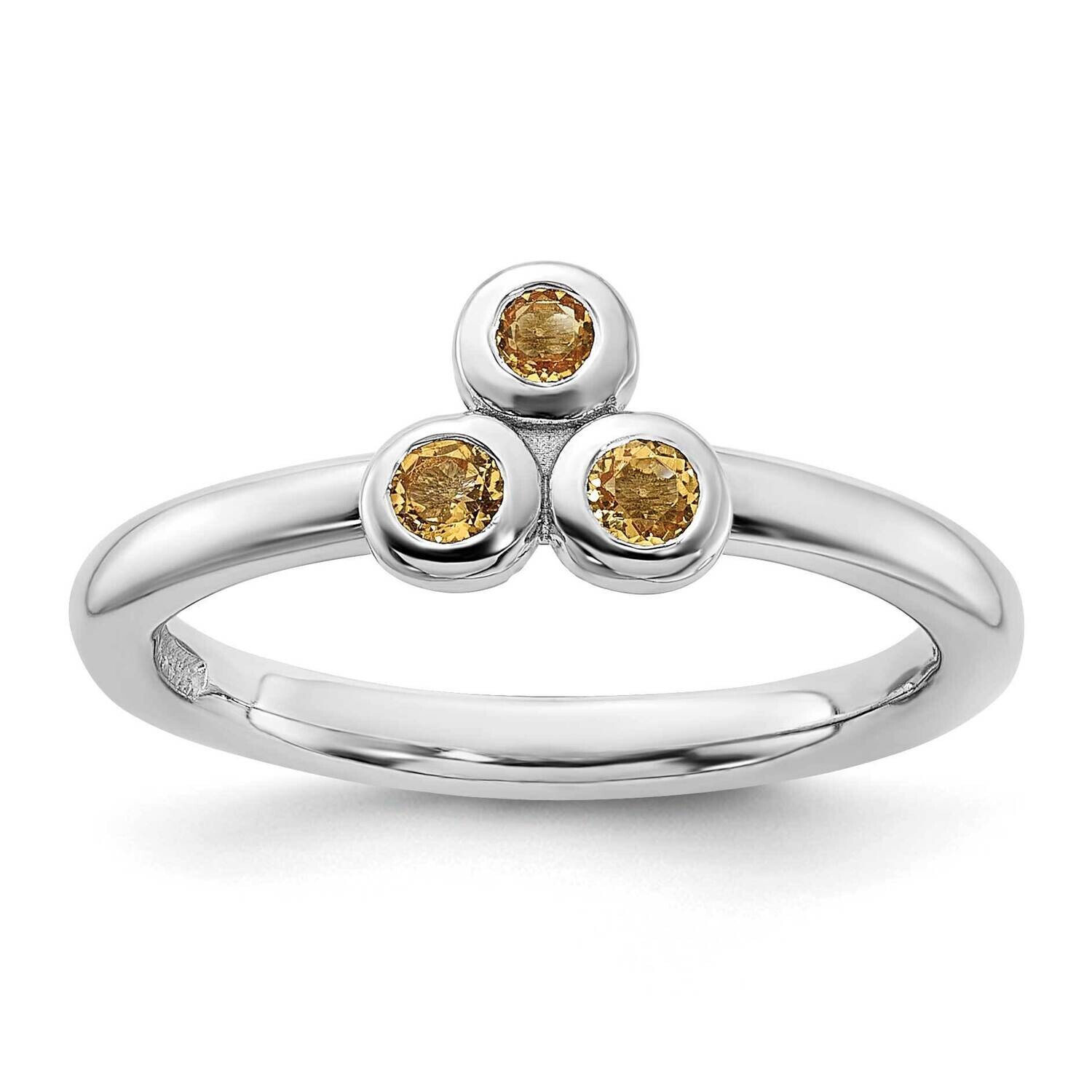 Citrine Ring Sterling Silver Rhodium-Plated QR7439CI, MPN: QR7439CI,