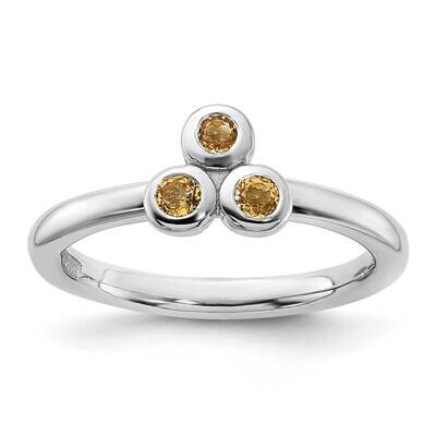 Citrine Ring Sterling Silver Rhodium-Plated QR7439CI, MPN: QR7439CI,