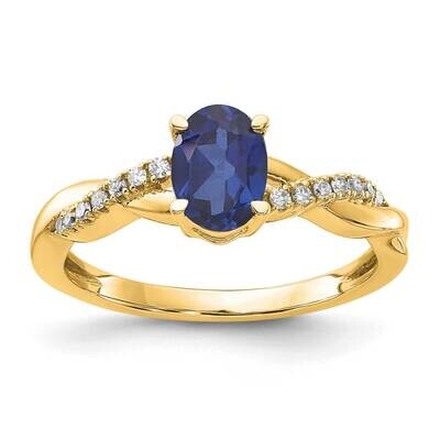 Oval Created Sapphire Diamond Ring 10k Gold RM4235-CSA-008-1YA, MPN: RM4235-CSA-008-1YA, 1911016640…