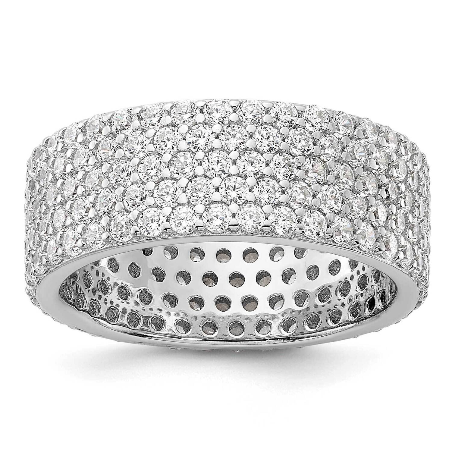 6mm CZ Eternity Band Sterling Silver Rhodium-Plated QR7538, MPN: QR7538,