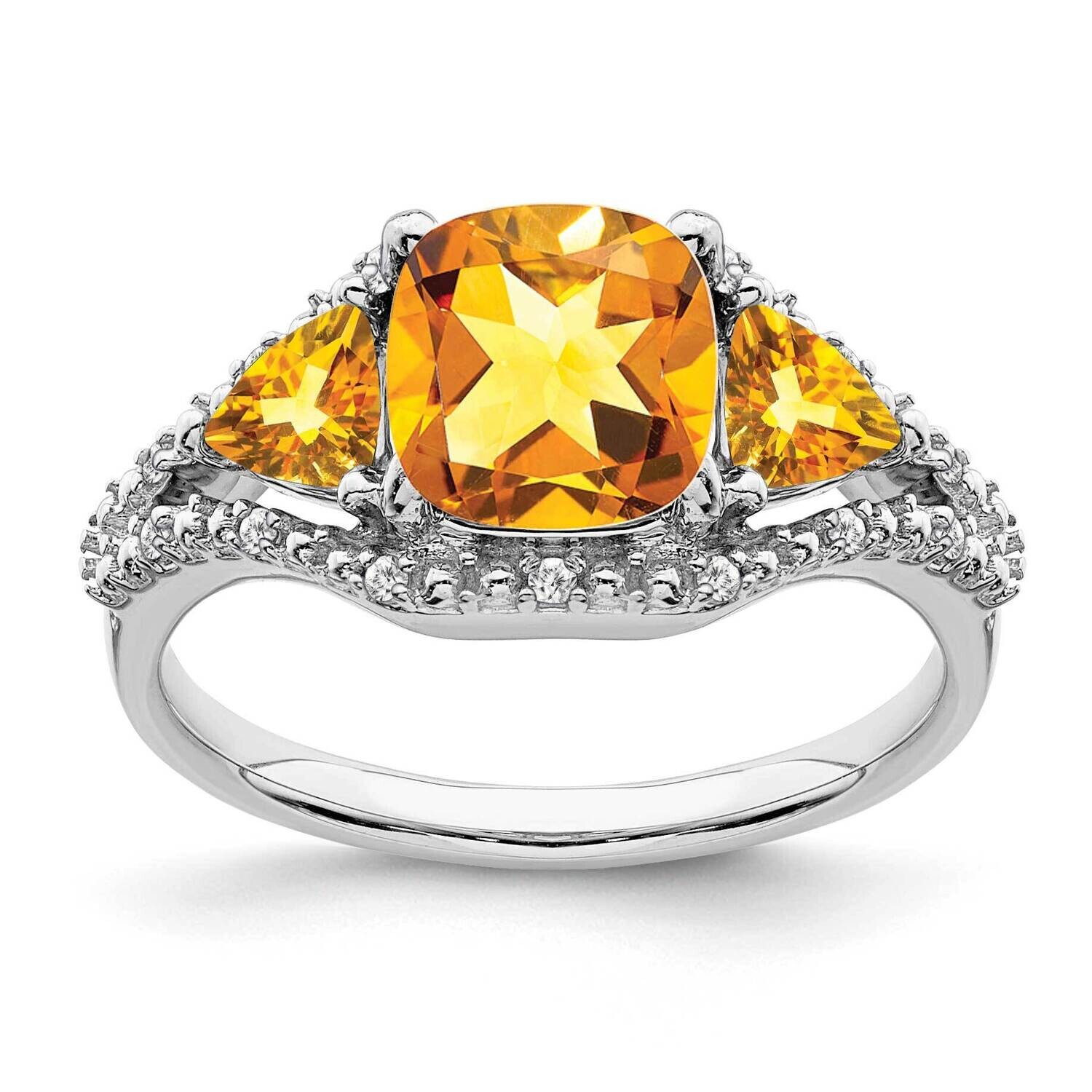 Citrine Diamond Ring 14k White Gold RM7159-CI-007-WA, MPN: RM7159-CI-007-WA, 191101819735