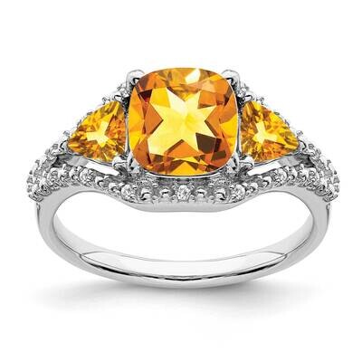 Citrine Diamond Ring 14k White Gold RM7159-CI-007-WA, MPN: RM7159-CI-007-WA, 191101819735