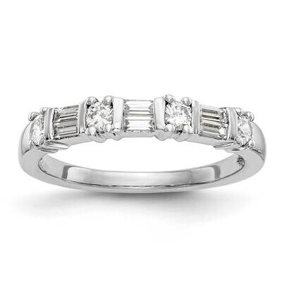 Holds 6-2.6X1.3mm Baguette 4-2.6mm Round Wedding Band Ring Mounting 14k White Gold RM3372B-039-WAA,…