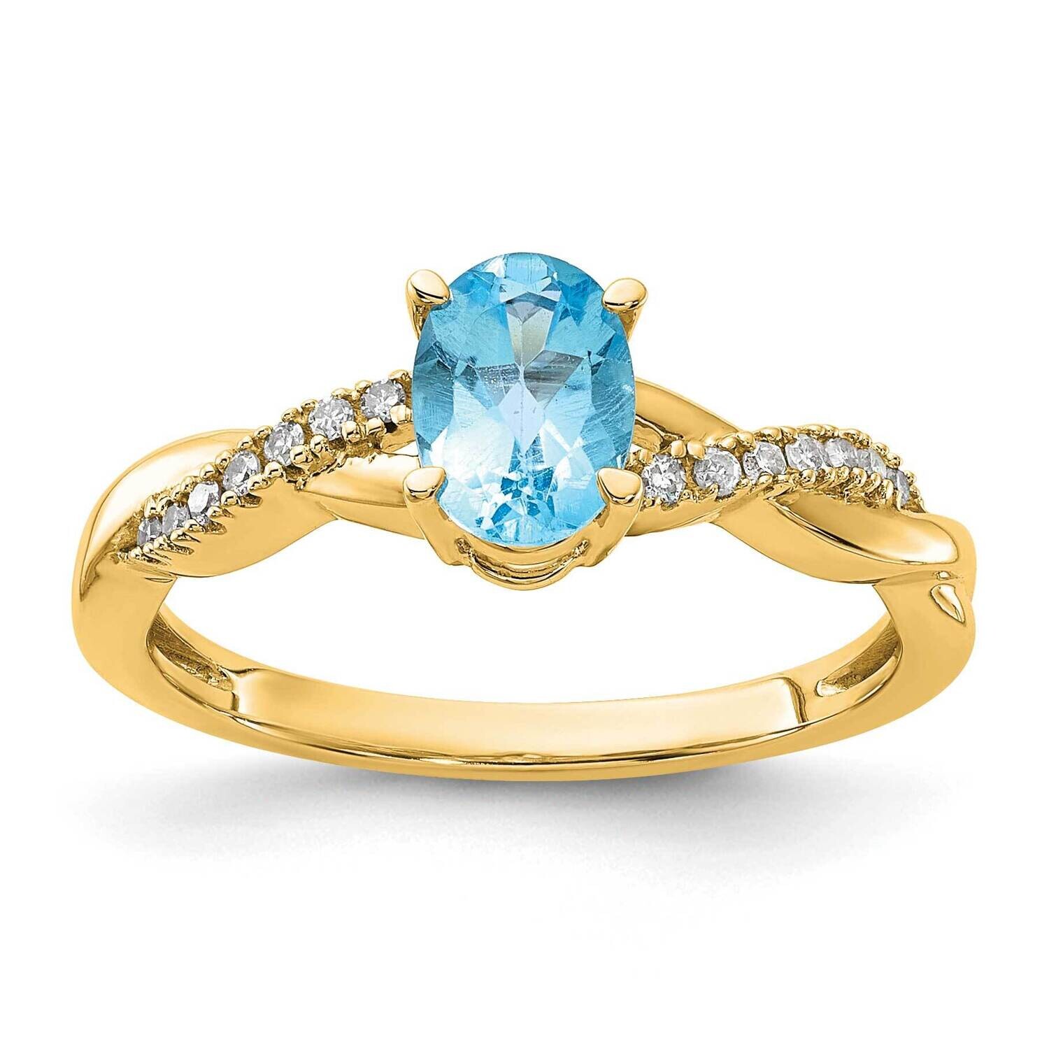 Oval Blue Topaz Diamond Ring 10k Gold RM4235-BT-008-1YA, MPN: RM4235-BT-008-1YA, 191101664243