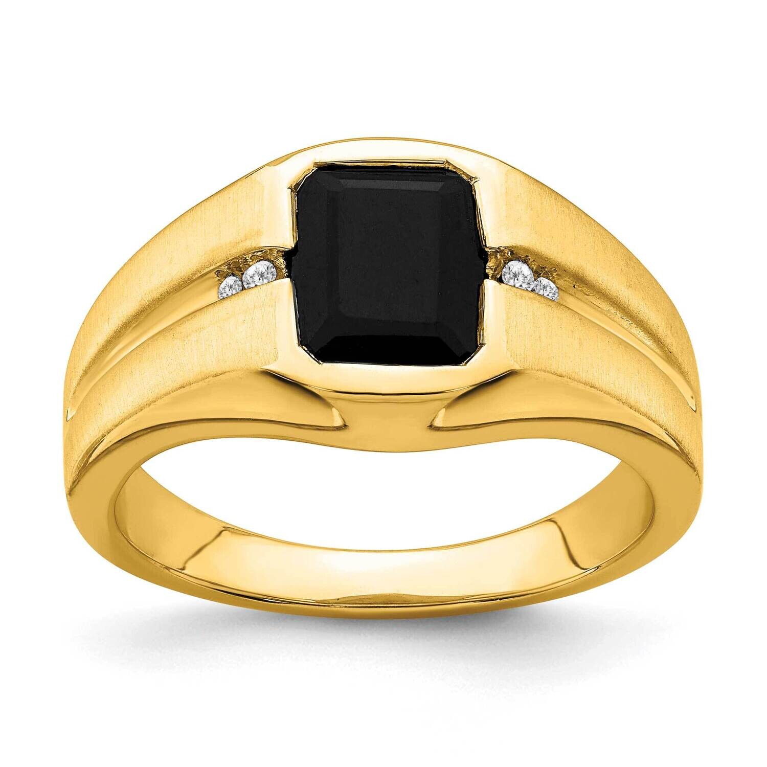 Onyx Diamond Mens Ring 14k Gold RM7324-OX-003-YA, MPN: RM7324-OX-003-YA,