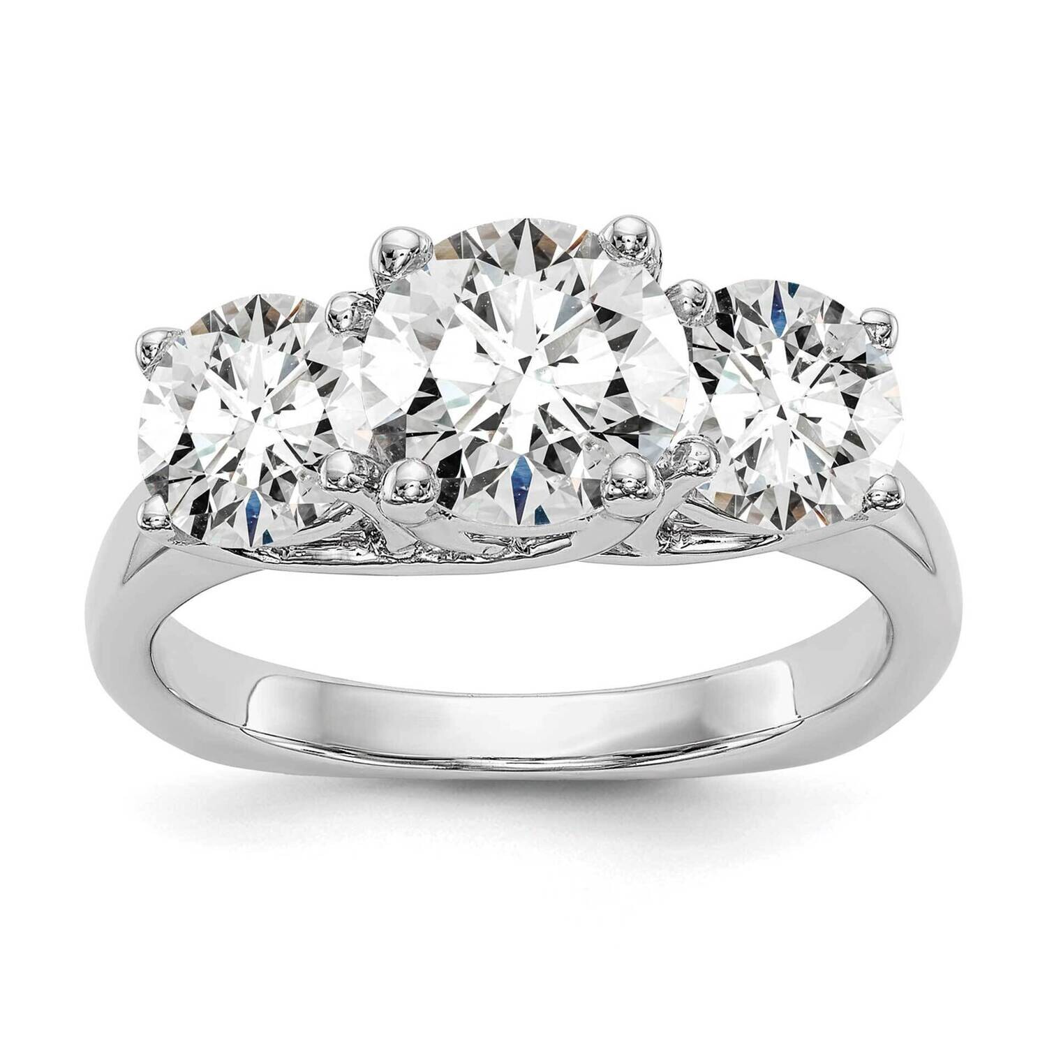 3-Stone Holds 1.25 Carat 7.00mm Round Center 2-5.7mm Round Sides Engagement Ring Mounting 14k White…