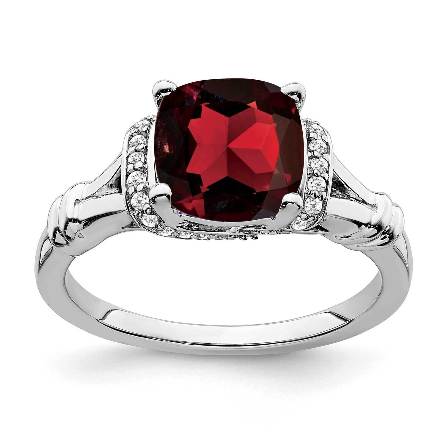 Garnet Diamond Ring 14k White Gold RM7158-GA-013-WA, MPN: RM7158-GA-013-WA, 191101819469