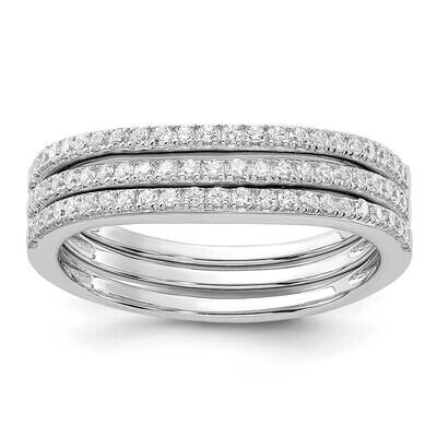 CZ Curved 3 BSet Sterling Silver Rhodium-Plated QR7545, MPN: QR7545,