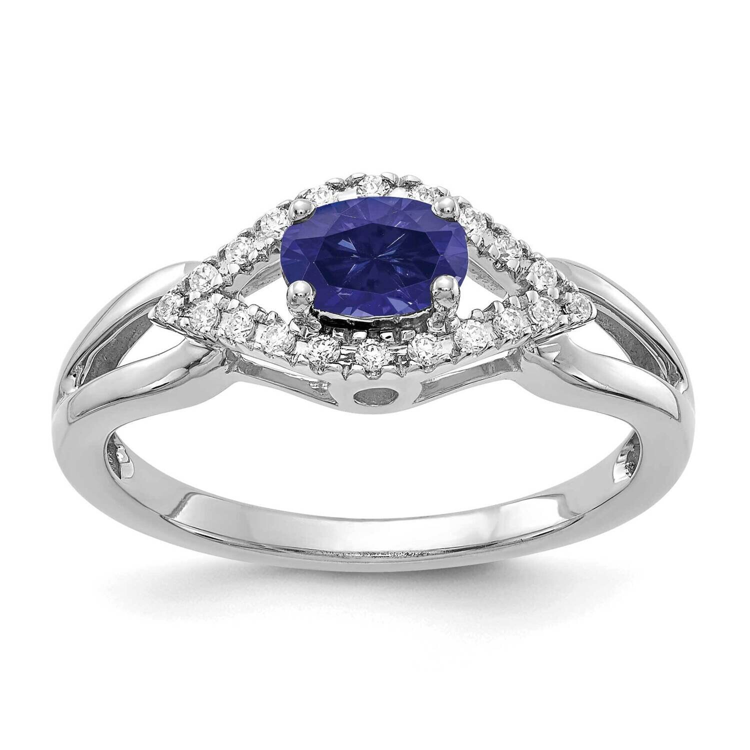 Diamond Created Sapphire Ring 14k White Gold RM5760-CSA-013-WAA