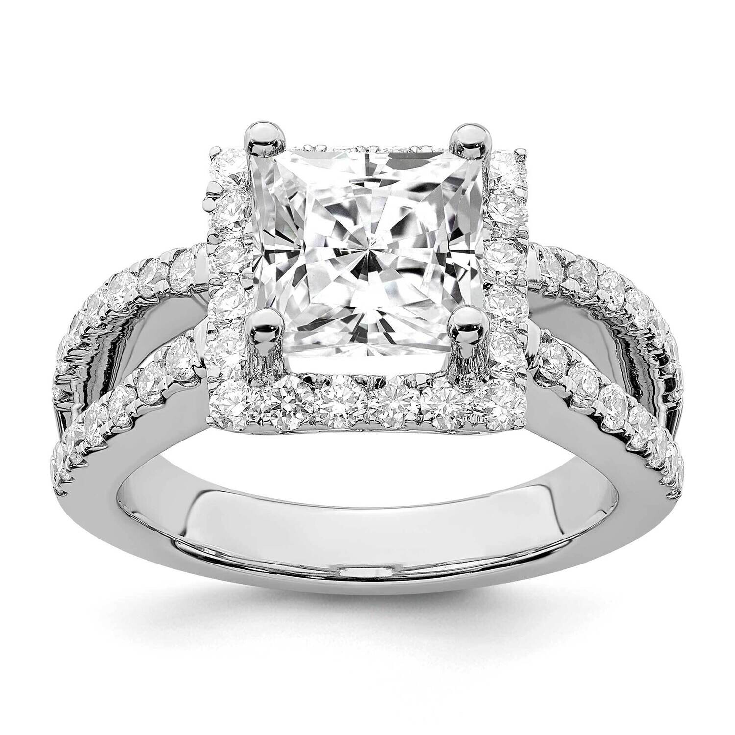 True Origin 1 Carat Diamond Vs/Si D E F Semi Mount Princess Halo Engagement Ring 14k White Gold RM2304E-200-WAA
