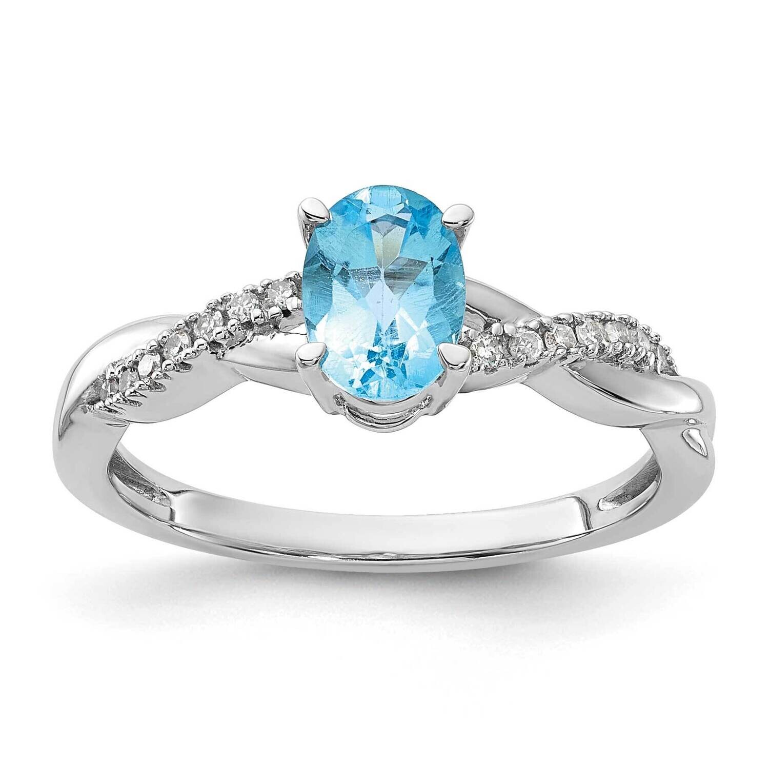 Oval Blue Topaz Diamond Ring 14k White Gold RM4235-BT-008-WA, MPN: RM4235-BT-008-WA,
