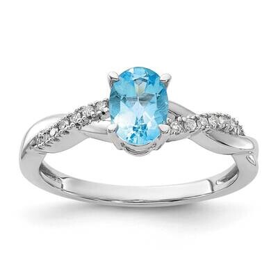 Oval Blue Topaz Diamond Ring 14k White Gold RM4235-BT-008-WA, MPN: RM4235-BT-008-WA,