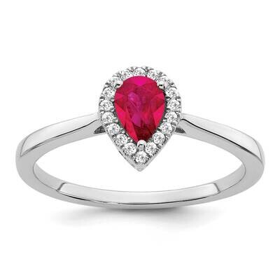 Pear Ruby Diamond Halo Ring 14k White Gold RM7237-RU-009-WA, MPN: RM7237-RU-009-WA, 191101825675