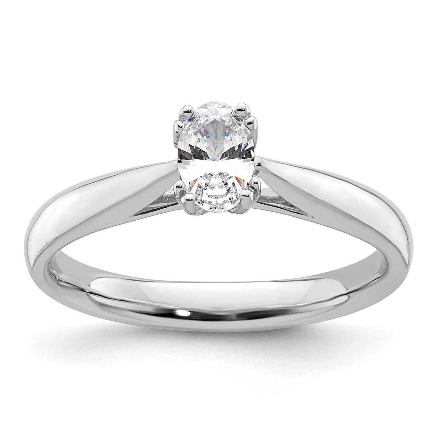 1/2 Carat 6X4mm 4-Prong Oval Solitaire Engagement Ring Mounting 14k White Gold RM1965E-050-CWAA