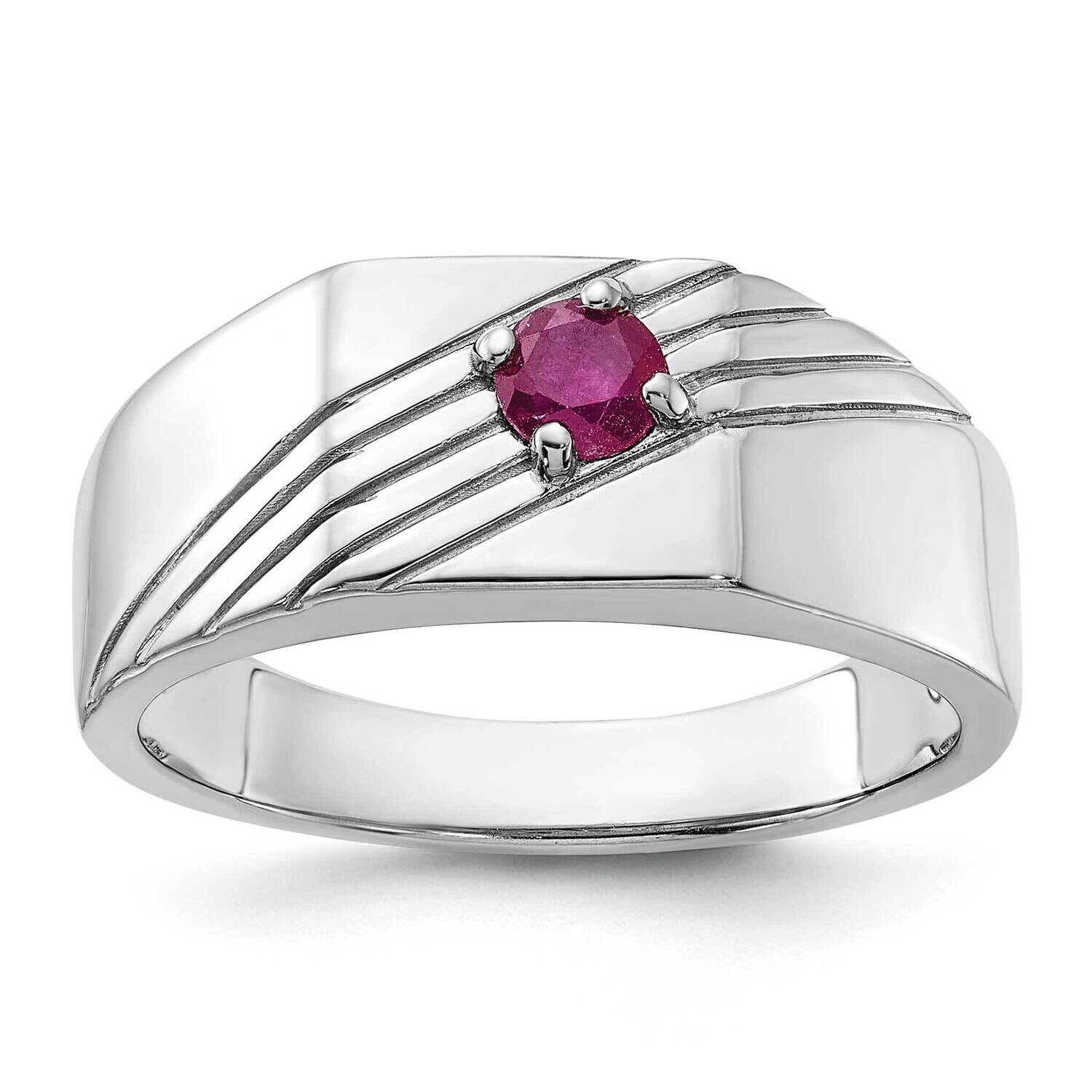 African Ruby Signet Men&#39;s Ring Sterling Silver Rhodium-Plated QR7640 by Men&#39;s Jewelry and Accessori…