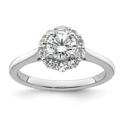 Halo Holds 3/4 Carat 5.8mm Round Center Engagement Ring Mounting 14k White Gold RM2033E-075-CWAA, M…
