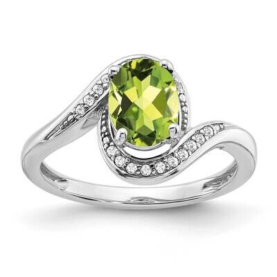 Oval Peridot Diamond Bypass Ring 14k White Gold RM5948-PE-010-WA, MPN: RM5948-PE-010-WA, 8867745483…