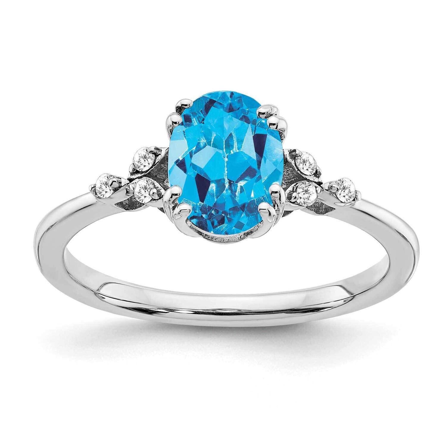 Blue Topaz Diamond Ring Sterling Silver Rhodium-Plated RM6029-BT-006-SSA, MPN: RM6029-BT-006-SSA,