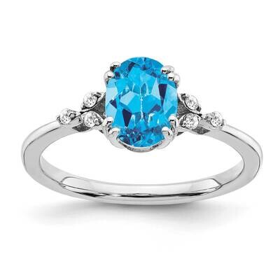 Blue Topaz Diamond Ring Sterling Silver Rhodium-Plated RM6029-BT-006-SSA, MPN: RM6029-BT-006-SSA,