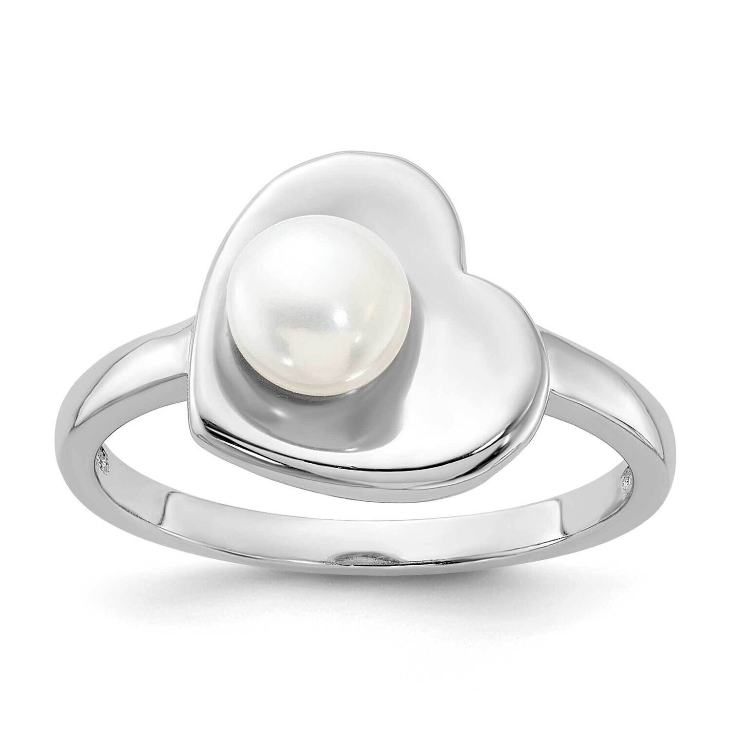 5-6mm White Fwc Pearl Heart Ring Sterling Silver Rhodium-Plated QR7605, MPN: QR7605,
