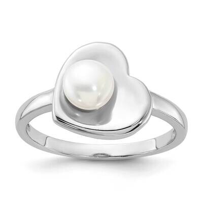 5-6mm White Fwc Pearl Heart Ring Sterling Silver Rhodium-Plated QR7605, MPN: QR7605,