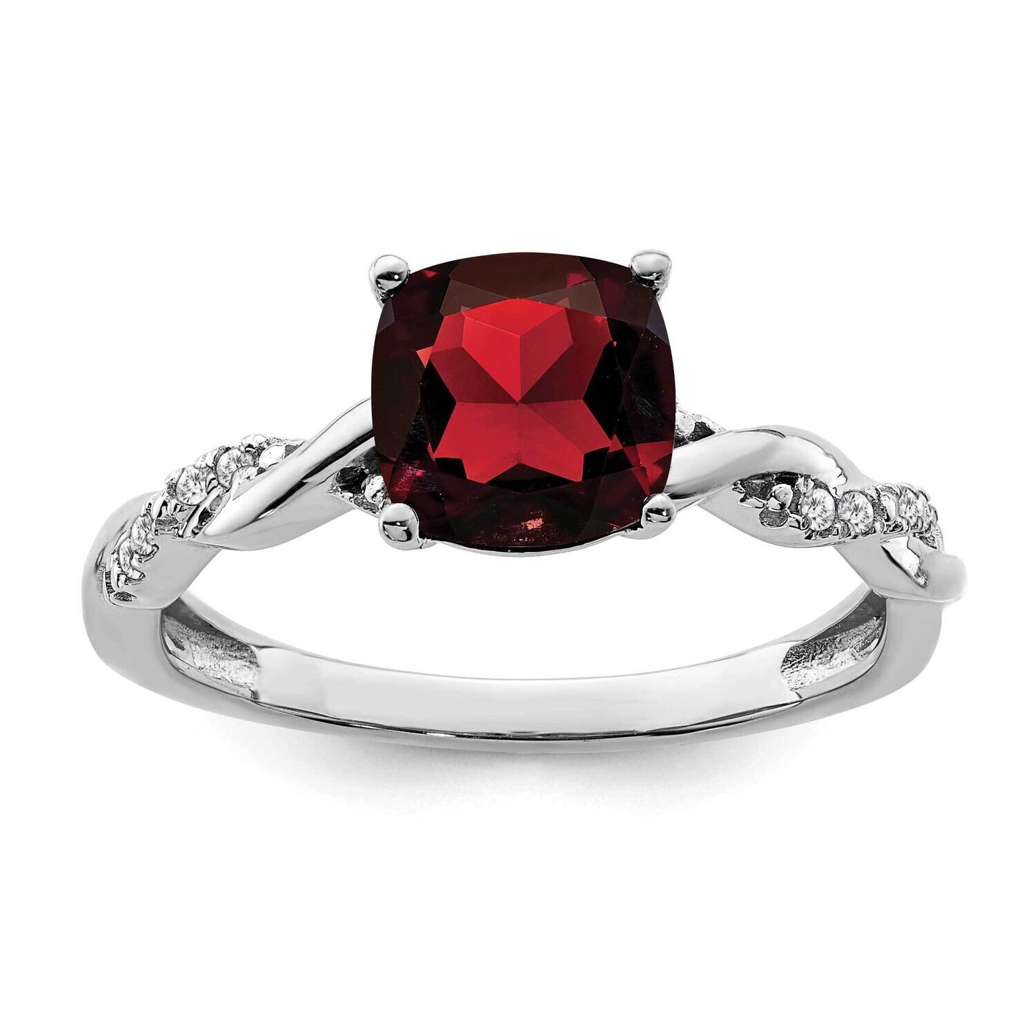 Garnet Diamond Ring Sterling Silver Rhodium-Plated RM6004-GA-005-SSA, MPN: RM6004-GA-005-SSA,
