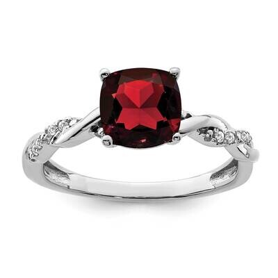 Garnet Diamond Ring Sterling Silver Rhodium-Plated RM6004-GA-005-SSA, MPN: RM6004-GA-005-SSA,