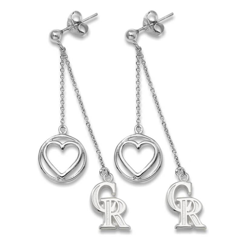 Colorado Rockies Cr 9/16 Beloved Heart Earrings Sterling Silver ROK005BLERD-SS
