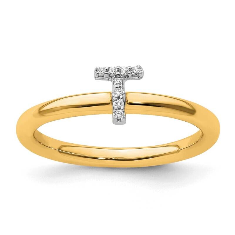 Stackable Diamond Initial T Ring 14k Gold SK2112TY, MPN: SK2112TY,