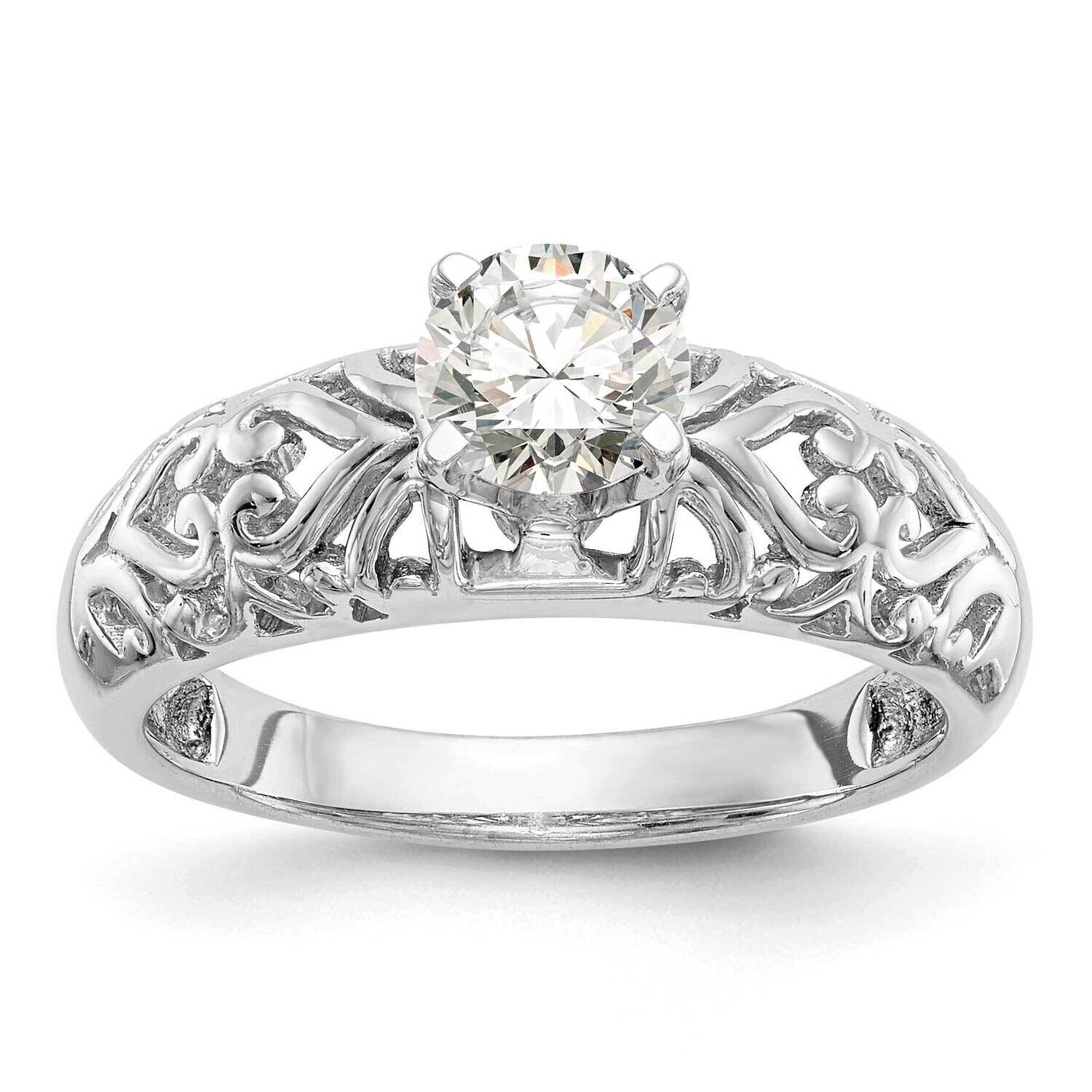 Peg Set Filigree Heart Design Solitaire Engagement Ring Mounting 14k White Gold RM1995E-CWAA, MPN: …