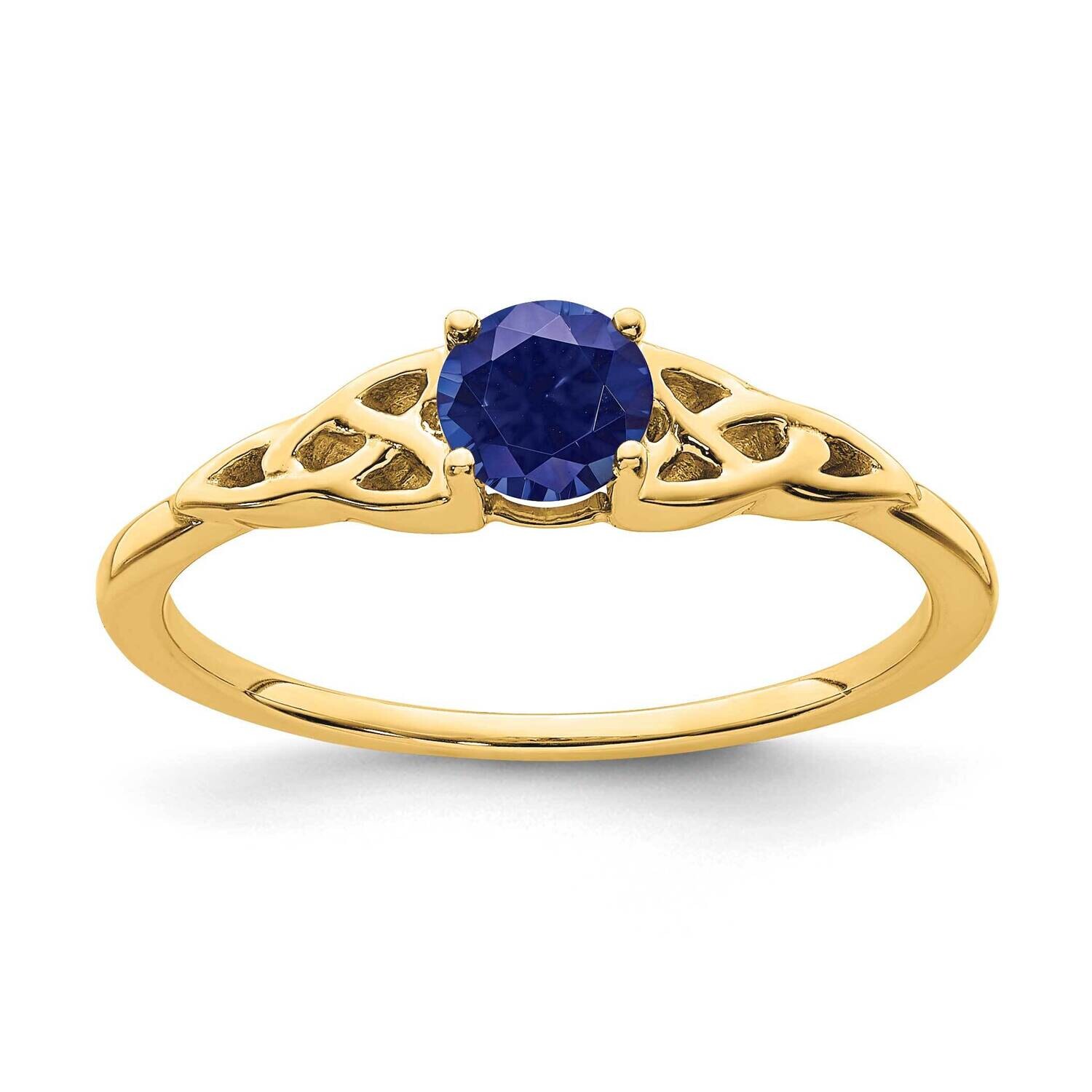 Created Sapphire Celtic Knot Ring 14k Gold RM7396-CSA-Y, MPN: RM7396-CSA-Y, 196904099223