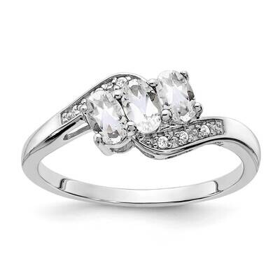 White Topaz Diamond Ring Sterling Silver Rhodium-Plated RM7403-WT-003-SSA, MPN: RM7403-WT-003-SSA,