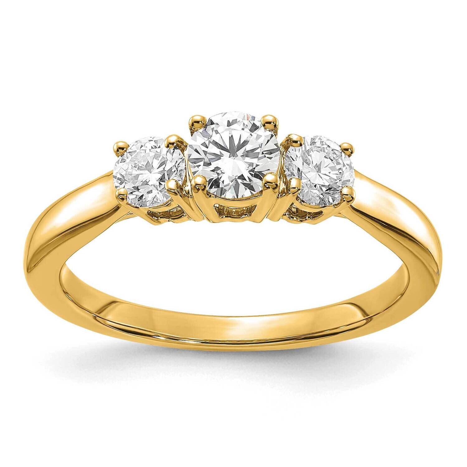 Diamond Si1/Si2 G H I 3-Stone Complete Engagement Ring 14k Gold RM4229E-075-YAA
