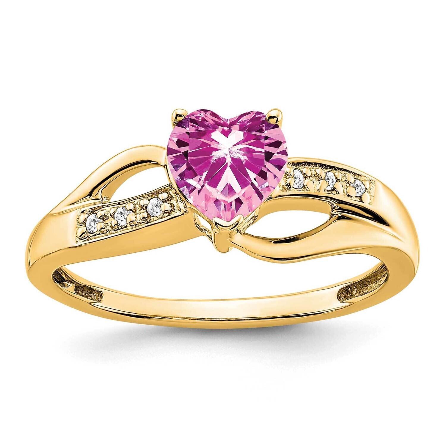Created Pink Sapphire Diamond Heart Ring 14k Gold RM7152-CPS-003-YA, MPN: RM7152-CPS-003-YA, 191101…