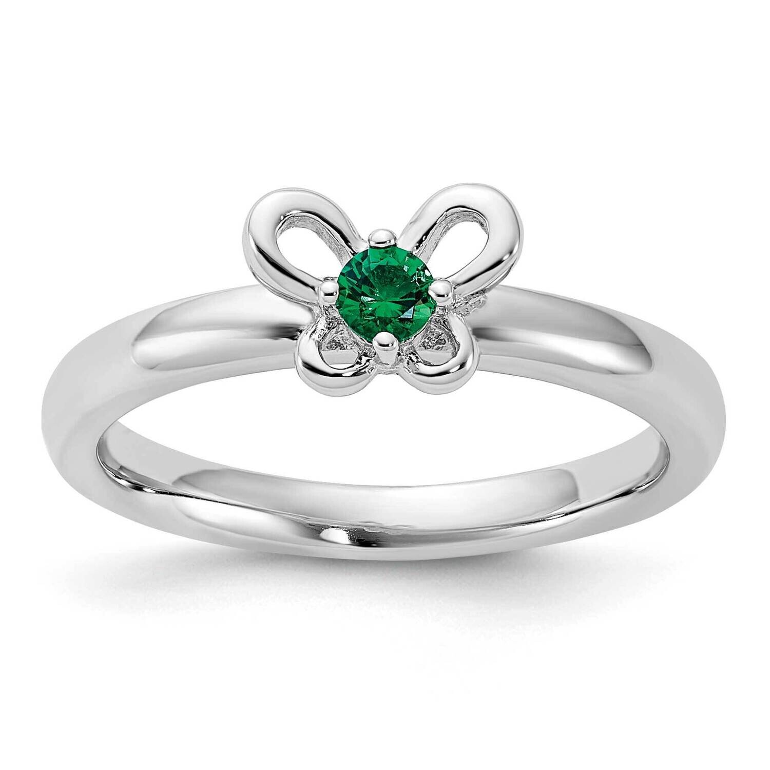 Stackable Expressions Created Emerald Ring Sterling Silver QSK1240