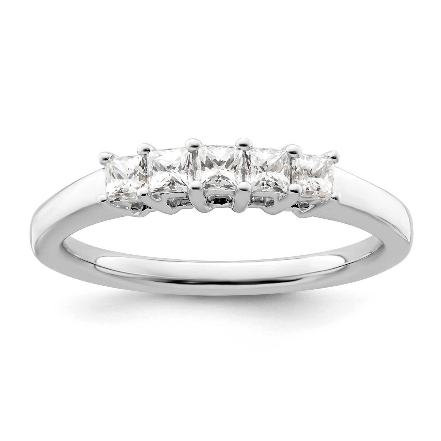 5-Stone Shared Prong Holds 5-2.5mm Princess Diamond Band Ring Mounting 14k White Gold RM3176B-050-WAA