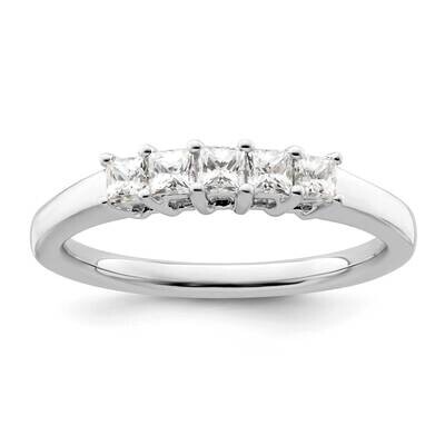 5-Stone Shared Prong Holds 5-2.5mm Princess Diamond Band Ring Mounting 14k White Gold RM3176B-050-W…