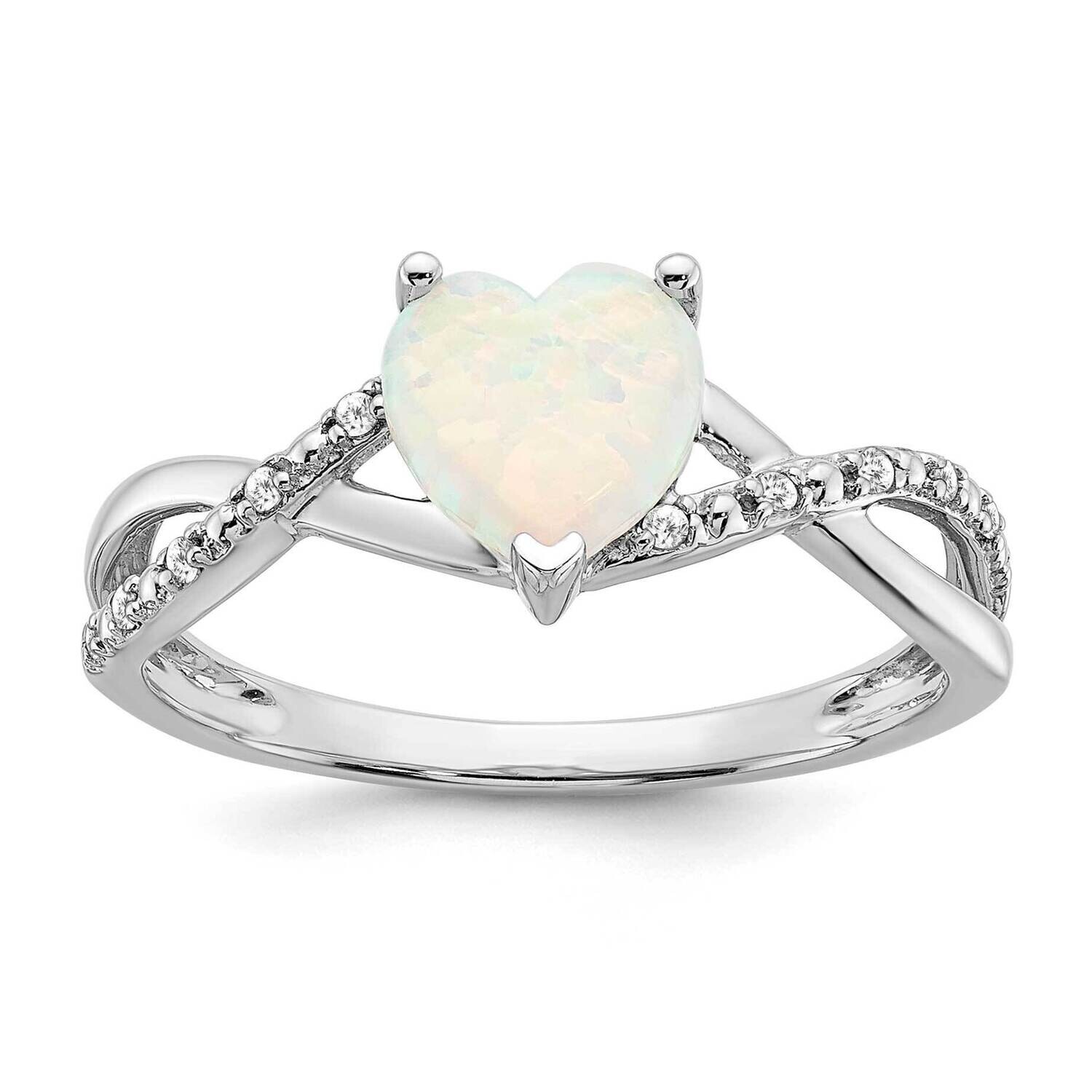 Created Opal Diamond Heart Ring 14k White Gold RM5890-OP-005-WA, MPN: RM5890-OP-005-WA, 886774544281