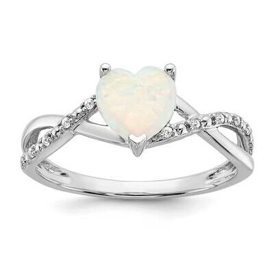 Created Opal Diamond Heart Ring 14k White Gold RM5890-OP-005-WA, MPN: RM5890-OP-005-WA, 886774544281