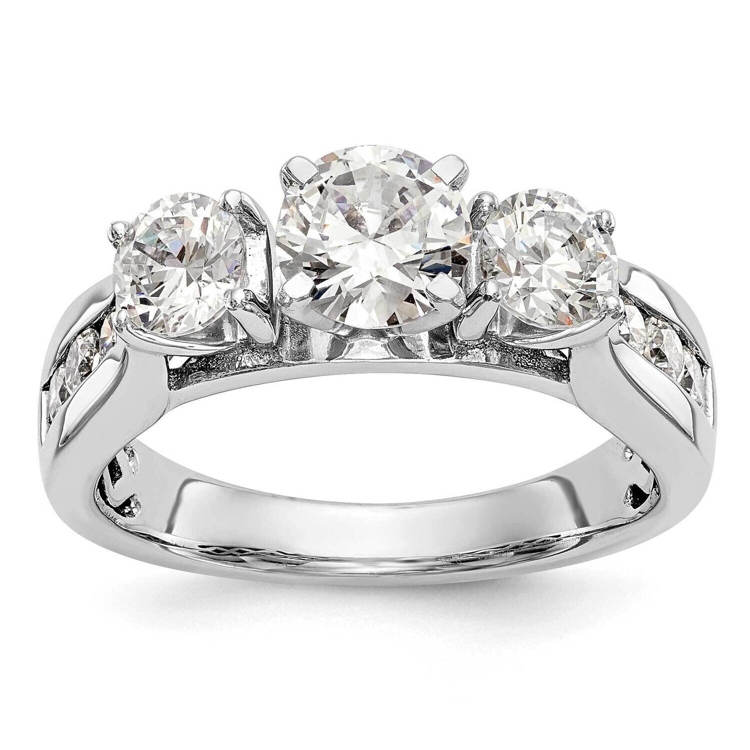 Peg Set 3-Stone Engagement Ring Mounting 14k White Gold RM2978E-075-CWAA, MPN: RM2978E-075-CWAA,
