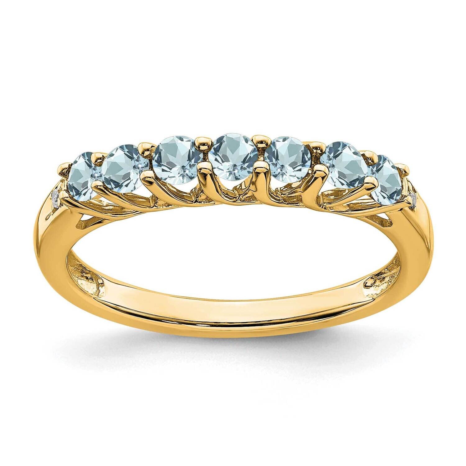 Aquamarine Diamond 7-Stone Ring 14k Gold RM7411-AQ-001-YA, MPN: RM7411-AQ-001-YA,