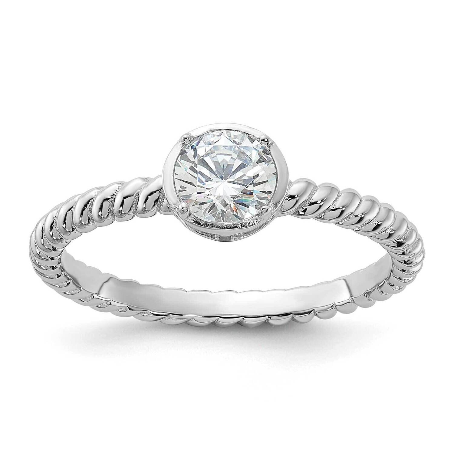 CZ Twisted Ring Sterling Silver Rhodium-Plated QR7583, MPN: QR7583,