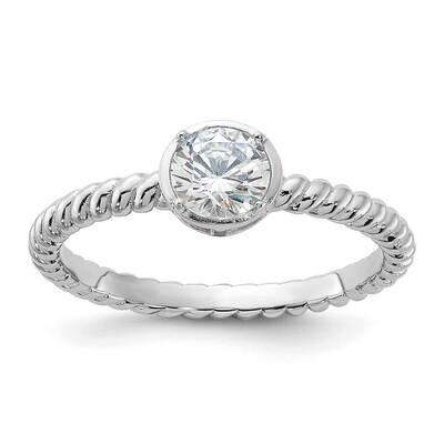 CZ Twisted Ring Sterling Silver Rhodium-Plated QR7583, MPN: QR7583,