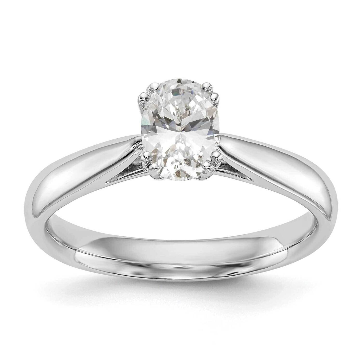 1 Carat 7X5mm 4-Prong Oval Solitaire Engagement Ring Mounting 14k White Gold RM1965E-100-CWAA