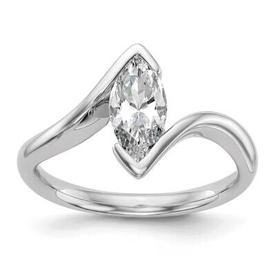 Holds 1 Carat 10X5mm Marquise Half-Bezel Bypass Solitaire Engagement Ring Mounting 14k White Gold R…