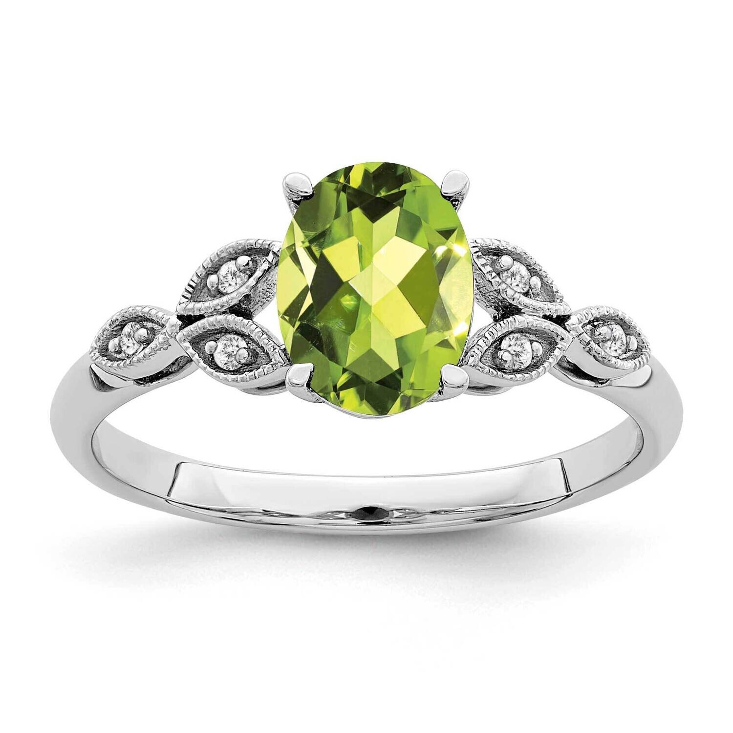 Oval Peridot Diamond Ring 14k White Gold RM6090-PE-004-WA, MPN: RM6090-PE-004-WA, 191101814815