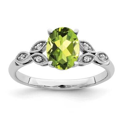 Oval Peridot Diamond Ring 14k White Gold RM6090-PE-004-WA, MPN: RM6090-PE-004-WA, 191101814815